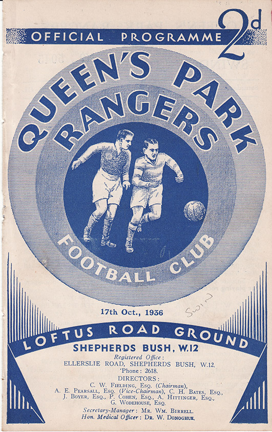 <b>Saturday, October 17, 1936</b><br />vs. Queens Park Rangers (Away)